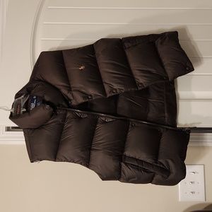 Mens Polo sz L brown puffy vest